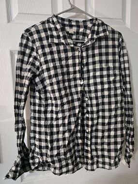 J. Crew Black and White Button Up Shirt Sz 10